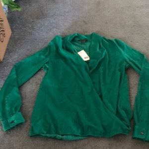 Banana republic green long sleeve cross front top
